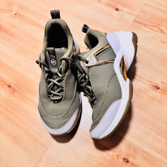 Michael Kors Olive and Gold Sneakers - Picture 2 of 7